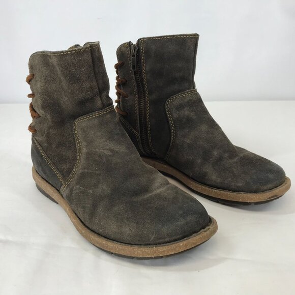 BORN ~ WOMENS 7/38 ~ BROWN TAN SUDE SIDE ZIP BOOT BOOTIE - Picture 2 of 8